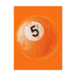 NUMBER 5 BILLIARDS BALL - ERODED AND AGED STYLE POSTCARDS