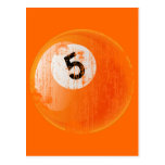 NUMBER 5 BILLIARDS BALL - ERODED AND AGED STYLE POSTCARDS