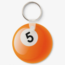NUMBER 5 BILLIARDS BALL keychains