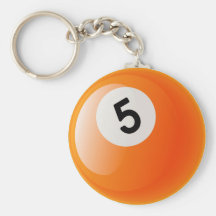 NUMBER 5 BILLIARDS BALL KEYCHAINS