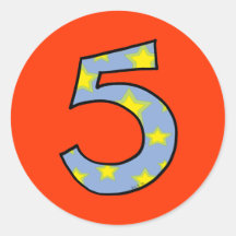 Number 5 round sticker