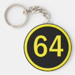 number, 64, in a circle key chain