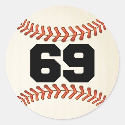 Number 69 Baseball Round Sticker Zazzle 