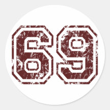 Number 69 round stickers