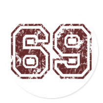 Number 69 round stickers