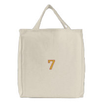 Number 7 embroidered bags