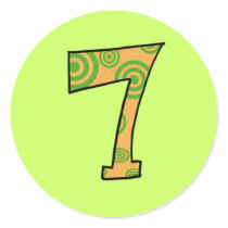 Number 7 round stickers