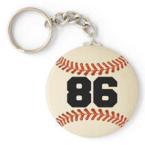 Number 86 Baseball Keychain