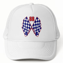 Number 88 and Checkered Flags Trucker Hats