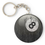 NUMBER 8 BILLIARDS BALL - ERODED AND AGED KEY CHAINS