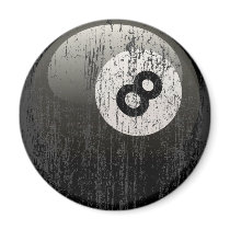 NUMBER 8 BILLIARDS BALL - ERODED AND AGED MAGNET