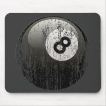 NUMBER 8 BILLIARDS BALL - ERODED AND AGED MOUSEPADS