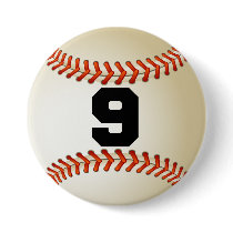 Number 9 Baseball Button