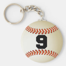 Number 9 Baseball Key Chain