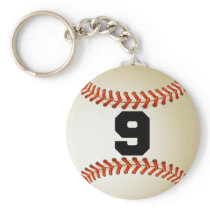 Number 9 Baseball Key Chain