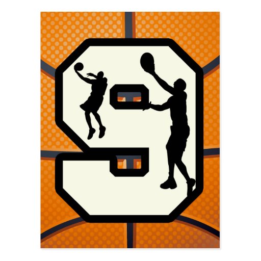 Number 9 Basketball and Player Postcard | Zazzle