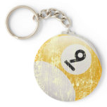 NUMBER 9 BILLIARDS BALL - ERODED AND AGED KEYCHAINS