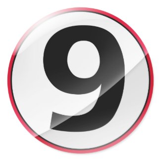 Number 9 red sticker sticker