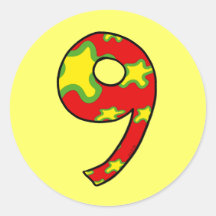 Number 9 round stickers