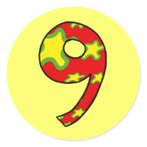 Number 9 round stickers