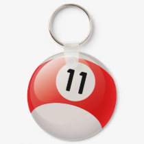 NUMBER ELEVEN BILLIARDS BALL keychains