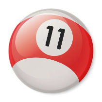 NUMBER ELEVEN BILLIARDS BALL MAGNETS