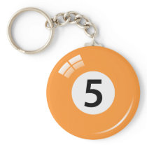 Number five pool ball keychain