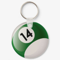 NUMBER FOURTEEN BILLIARDS BALL keychains