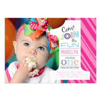 Number Fun FIRST BIRTHDAY invitation