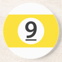 Number nine pool ball sandstone coaster