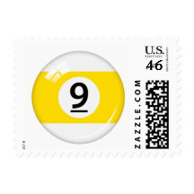 Number nine pool or billiard ball postage stamp