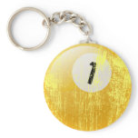 NUMBER ONE BILLIARDS BALL - AGED AND ERODED KEY CHAINS