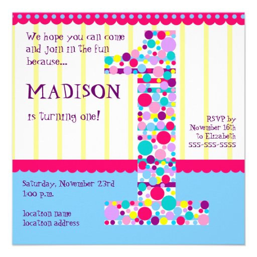 Number One, First Birthday Party Invitation