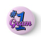 Number One Gram Round Button