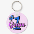 Number One Gram Round Keychain