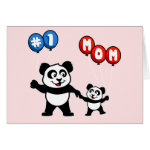 This adorable t-shirt design has a cute panda adult holding hands with a baby panda. Both are holding balloons which read #1 MOM. This little panda family is too cute! A great gift for mom!