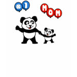 This adorable t-shirt design has a cute panda adult holding hands with a baby panda. Both are holding balloons which read #1 MOM. This little panda family is too cute! A great gift for mom!