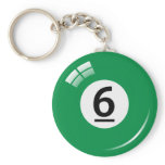 Number six pool ball keychain