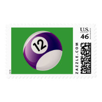 NUMBER TWELVE BILLIARDS BALL STAMP