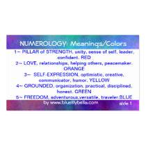 Numerology Meanings/Colors Chart business cards