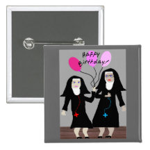 Nun Birthday Gifts "Happy Birthday Sister" Button