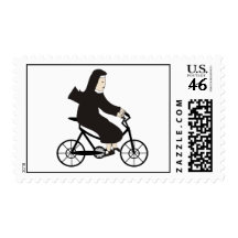Nun on a Bike Postage Stamps