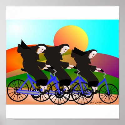 Nuns on Bikes Art Poster