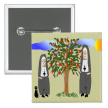 Nuns Stealing Apples Cards & Gifts Pinback Buttons