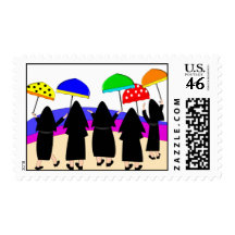 Nuns With Umbrellas Postage Stamps