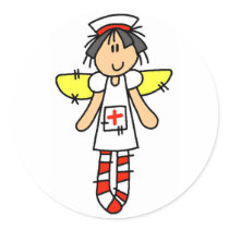 Nurse Angel Round Sticker