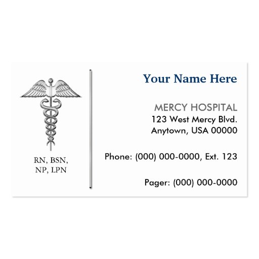 Nurse Business Card (front side)