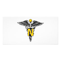 Nurse Caduceus Customized Photo Card