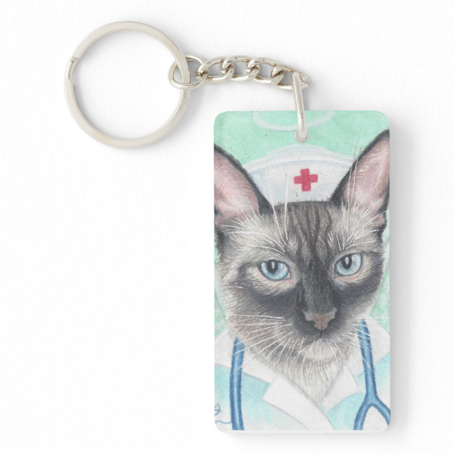 nurse cat key chain Single-Sided rectangular acrylic keychain