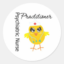 Nurse Chick v1 Psychiatric Nurse Practitioner Round Stickers